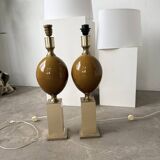 Paire de lampes de table Philippe Barbier années 70