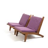 Pair of GE-375 Easychairs in Oak by Hans J. Wegner