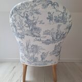 Blue toile de jouy toad armchair