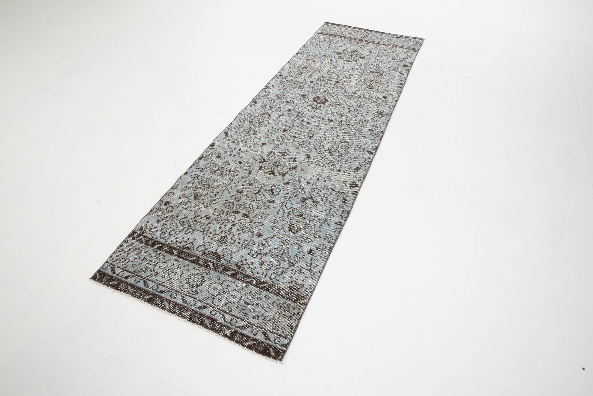 3x9 Rug For Kitchen Gray Vintage Runner Rug, 82x266Cm SK 3397