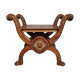 Bishop's curule armchair in solid walnut and gilding highlights with religious symbols