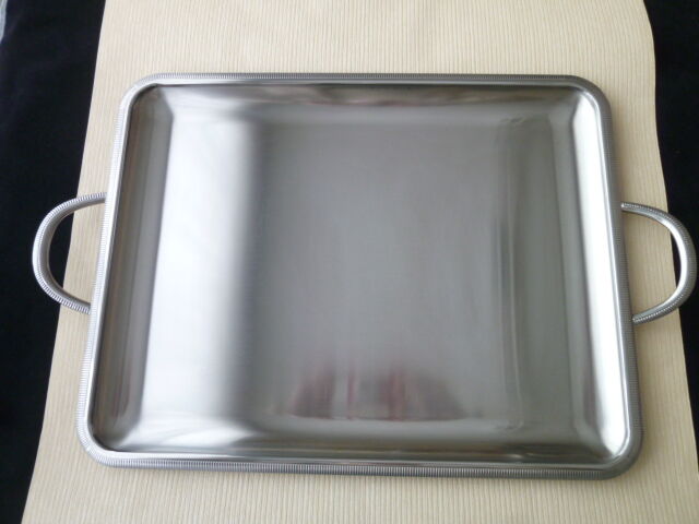 Service tray in satin stainless steel Létang and Rémy 45 x 35 cm