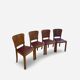 Set of 4 Art Deco dining chairs in walnut, Italy, 1930s-1940s.