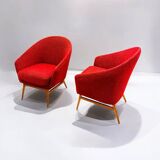 Pair of vintage red armchairs