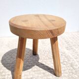Low stool tripod raw wood