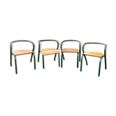 4 vintage school chairs Mullca by Jacques Hitier bleu