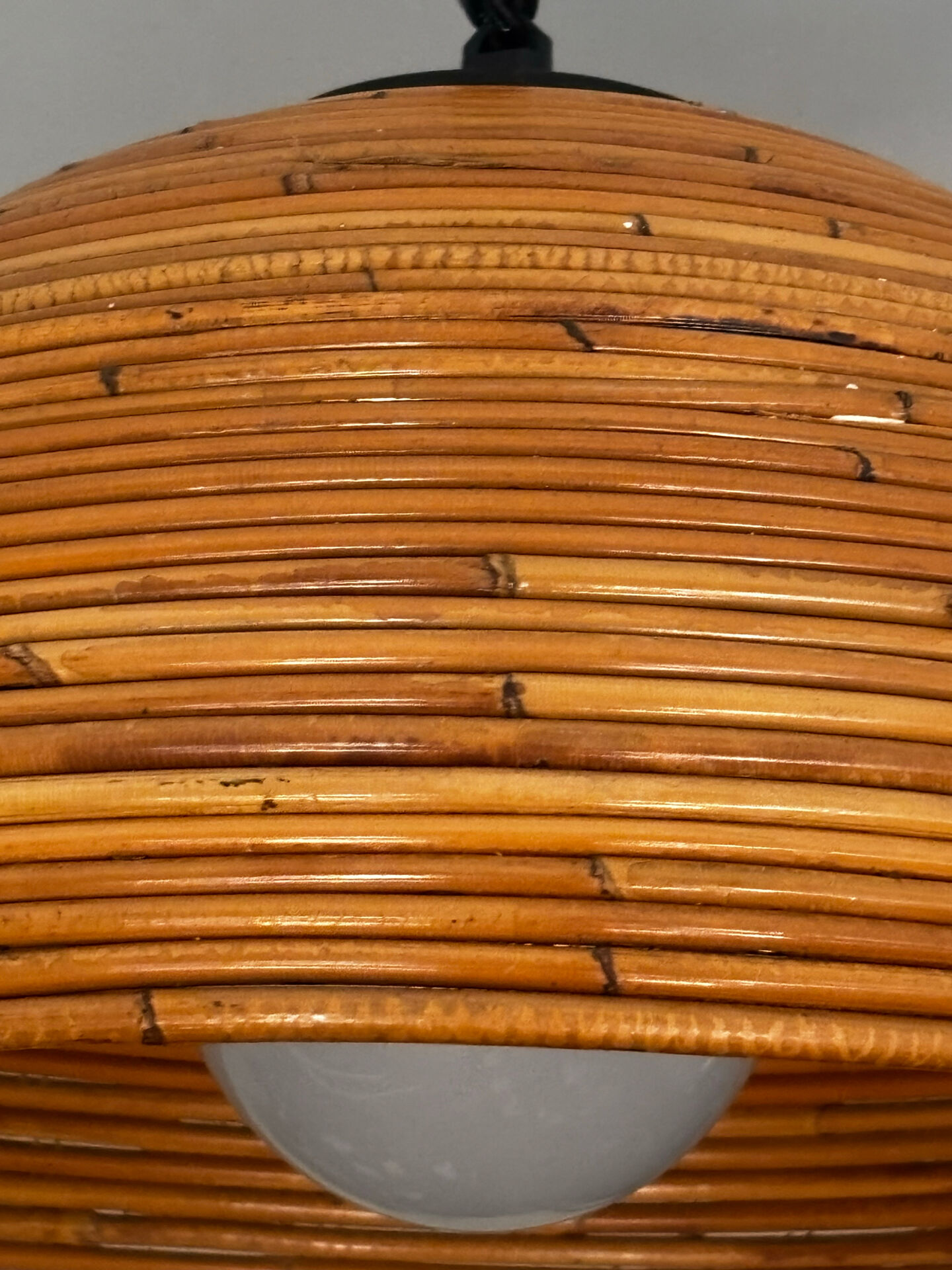 Large rattan pendant light from the 1970s.