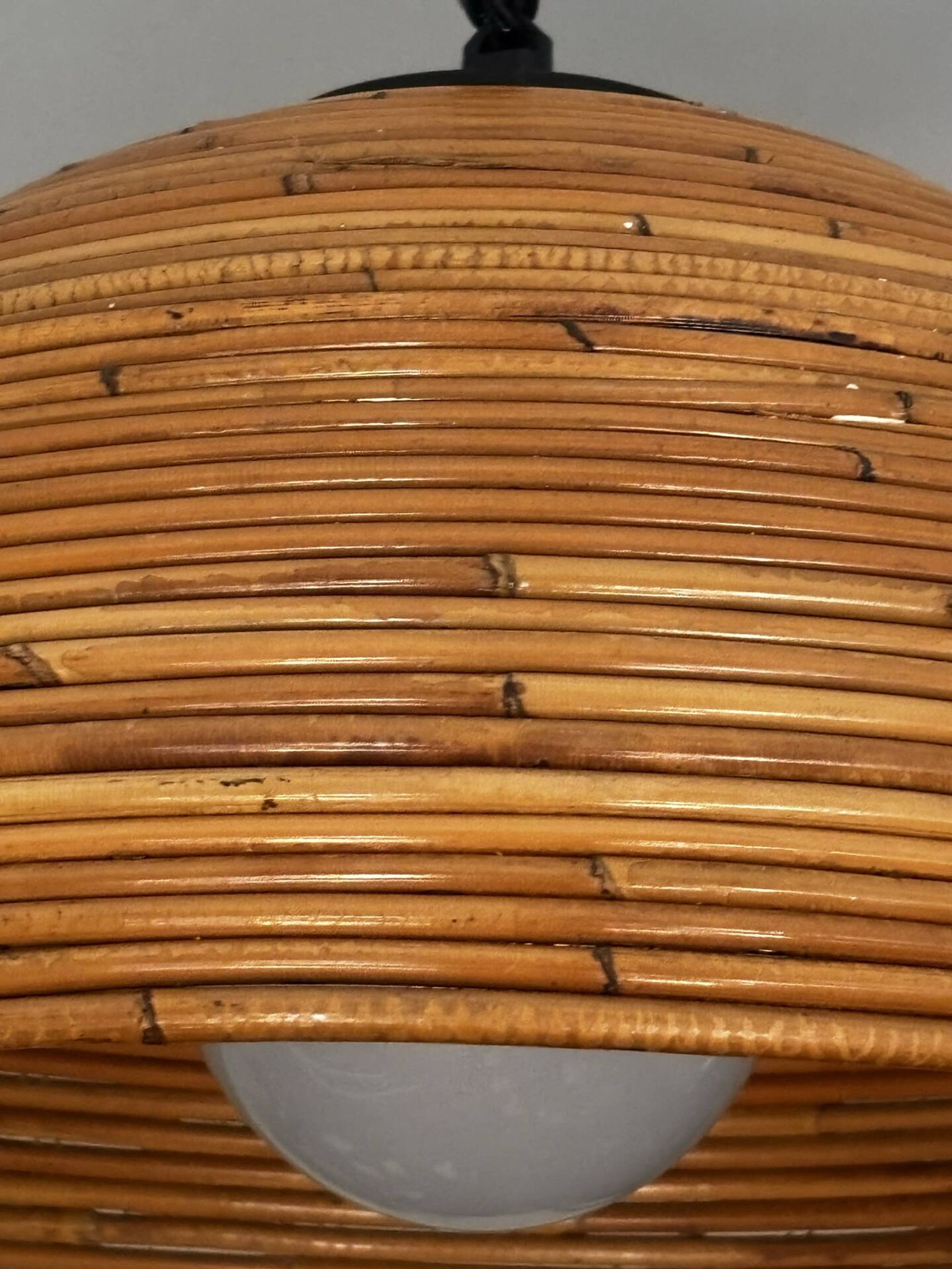 Large rattan pendant light from the 1970s.