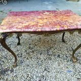 Coffee table Louis XV pink marble
