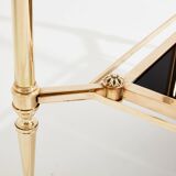 style Maison Jansen paire de tables d’appoint laiton verre opalin 1970