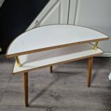 bedside or side table, vintage half circle 3 feet white trays made in England