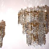 Lot de 2 appliques murales en cristal cascade Hollywood Regency Kinkeldey, 1970