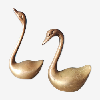 Couple of brass swans