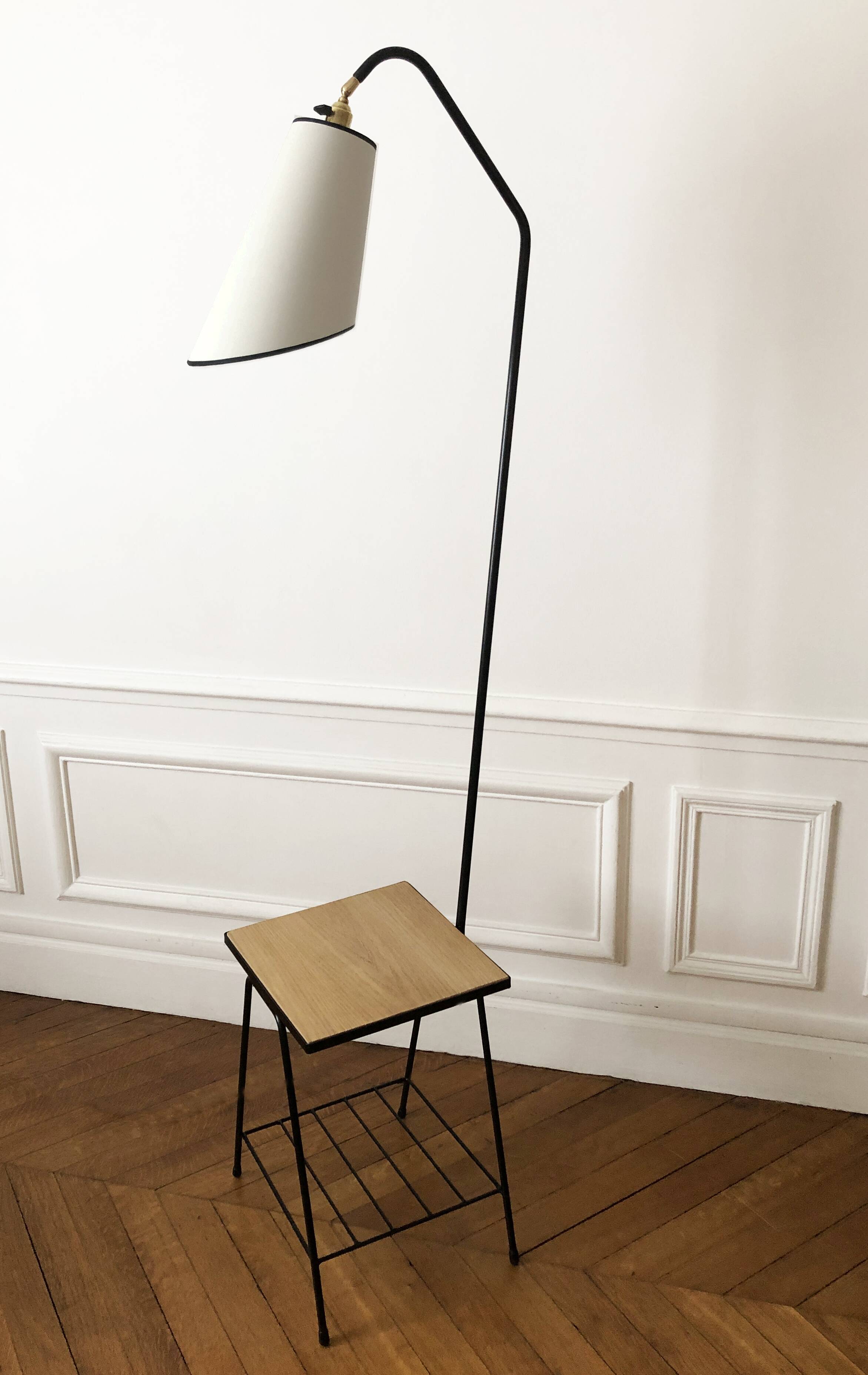 Tablet floor lamp and magazine holder 1960