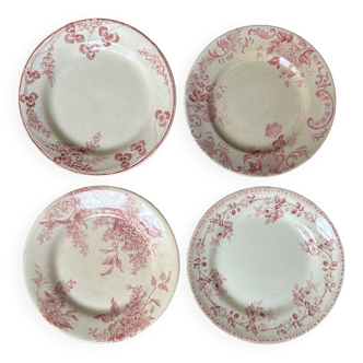Mismatched series of 4 old “Terre de fer” flat plates
