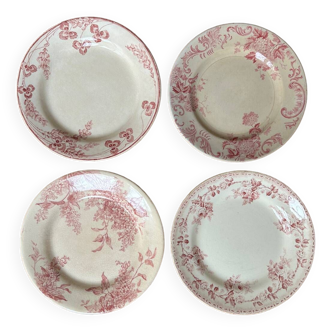 Série dépareillée de 4 assiettes plates anciennes « Terre de fer »