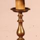 17th Century Bronze Candle Holder Mounted as a Lamp with Its Parchment Shade