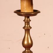 17th Century Bronze Candle Holder Mounted As A Lamp With Its Parchment Lamp