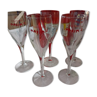 Maxim's champagne cooler bucket and 5 Maxim's glasses