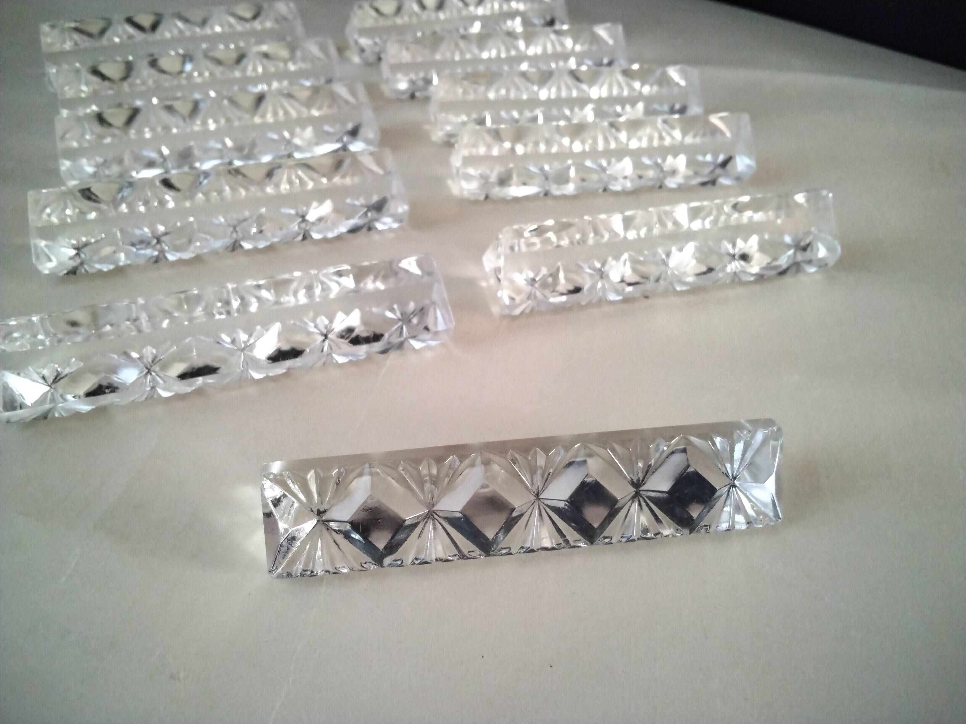 Set of 11 Hungarian Crystal knife rests, triangular shape