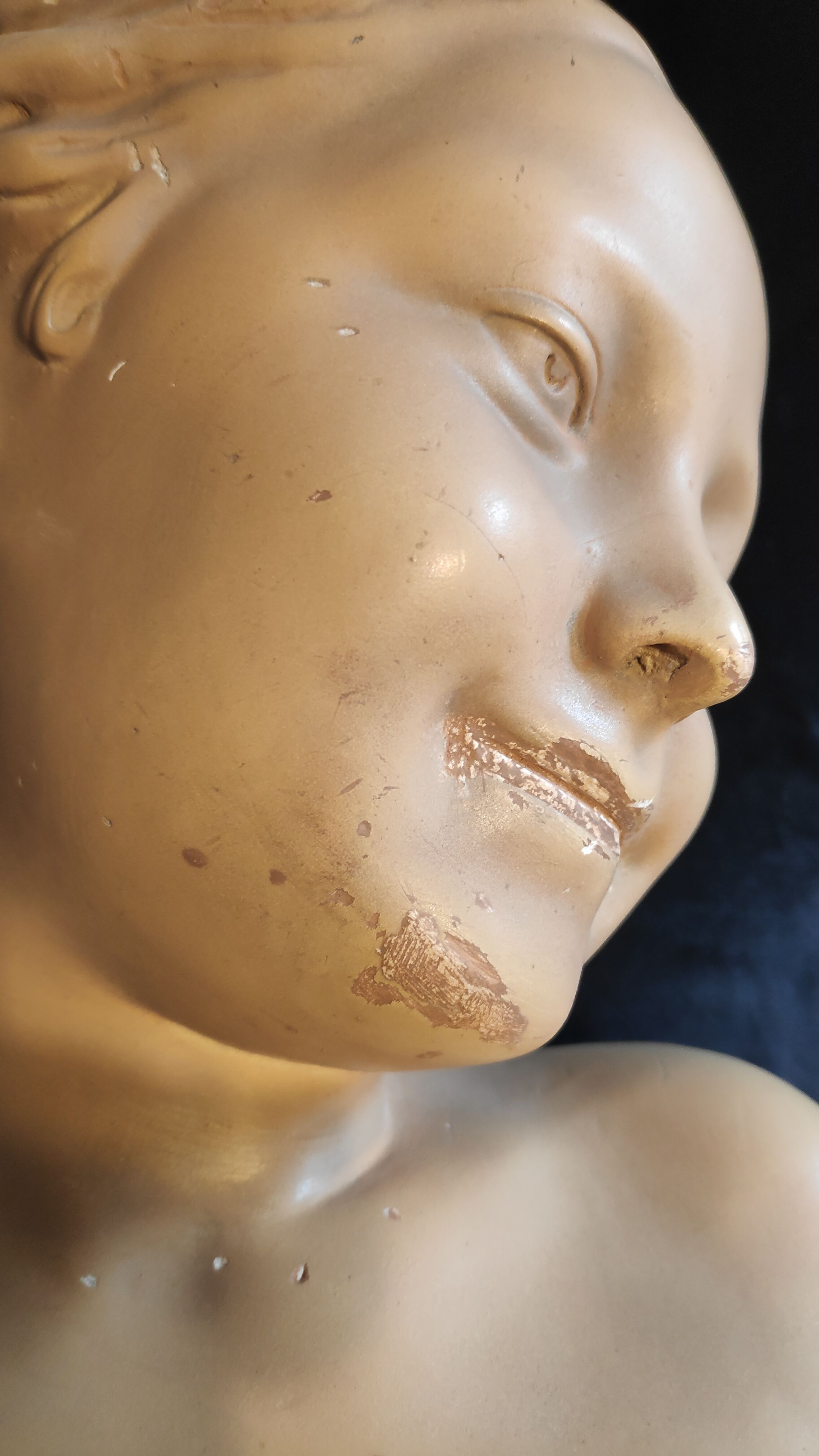 Bust "the laughing" after jean-baptiste pigalle in plaster