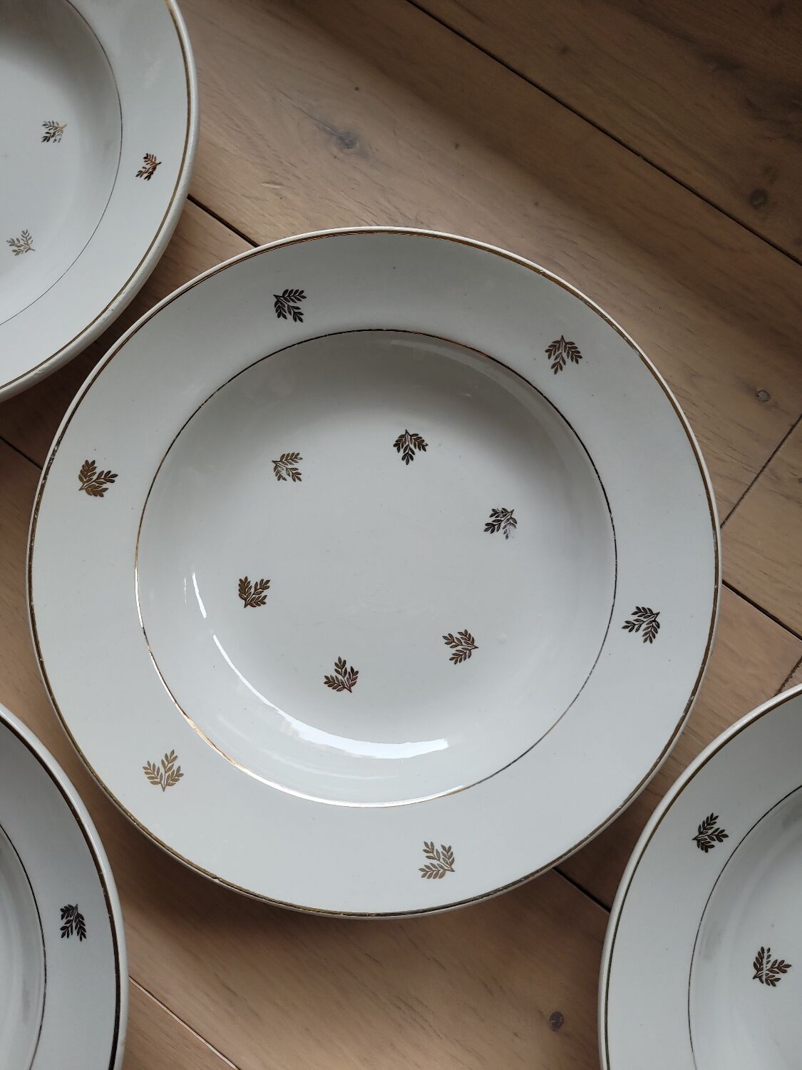 Lot de 16 assiettes creuses porcelaine opaque Badonviller