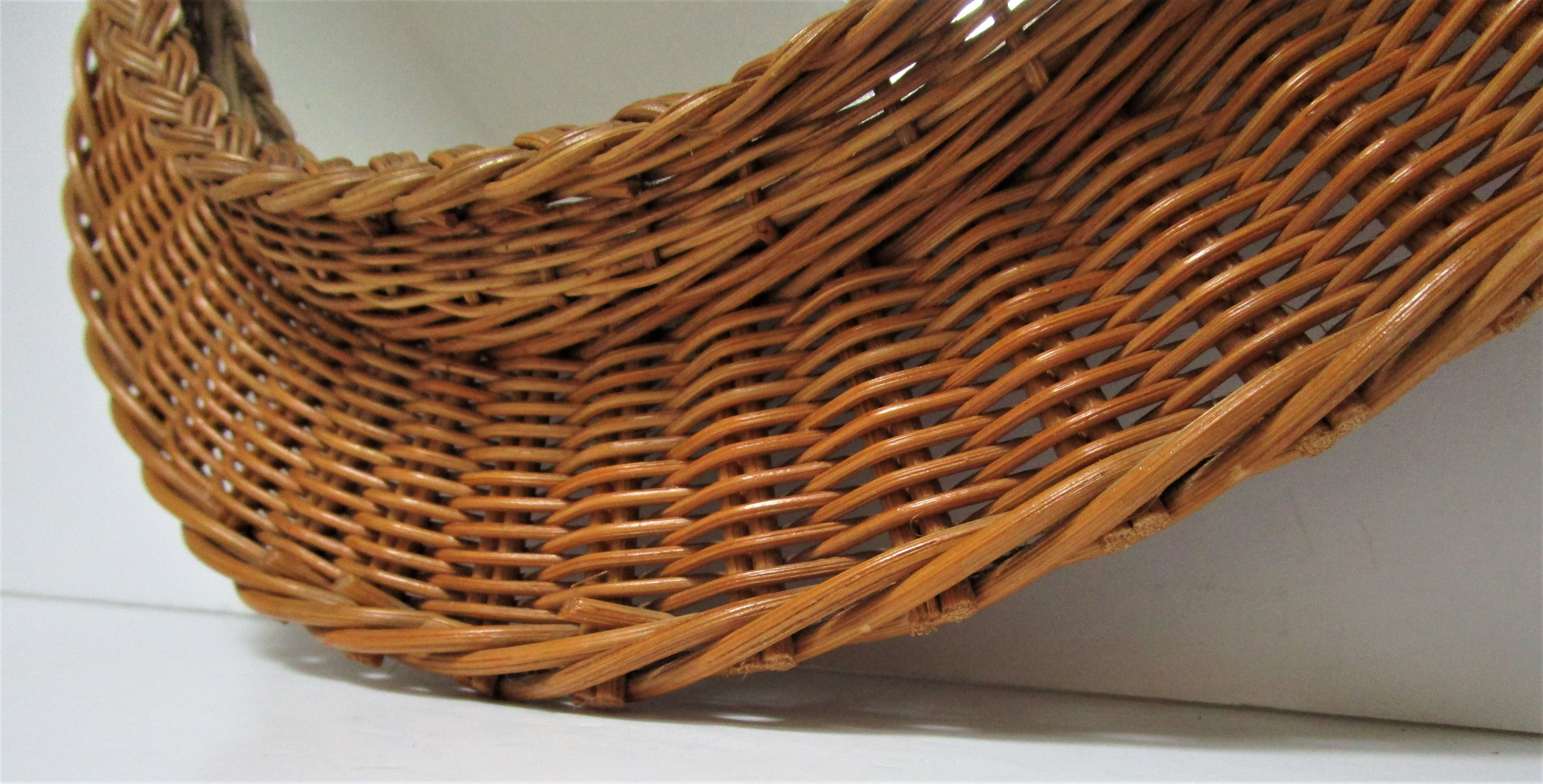 Vintage woven rattan marrow round mirror 1960