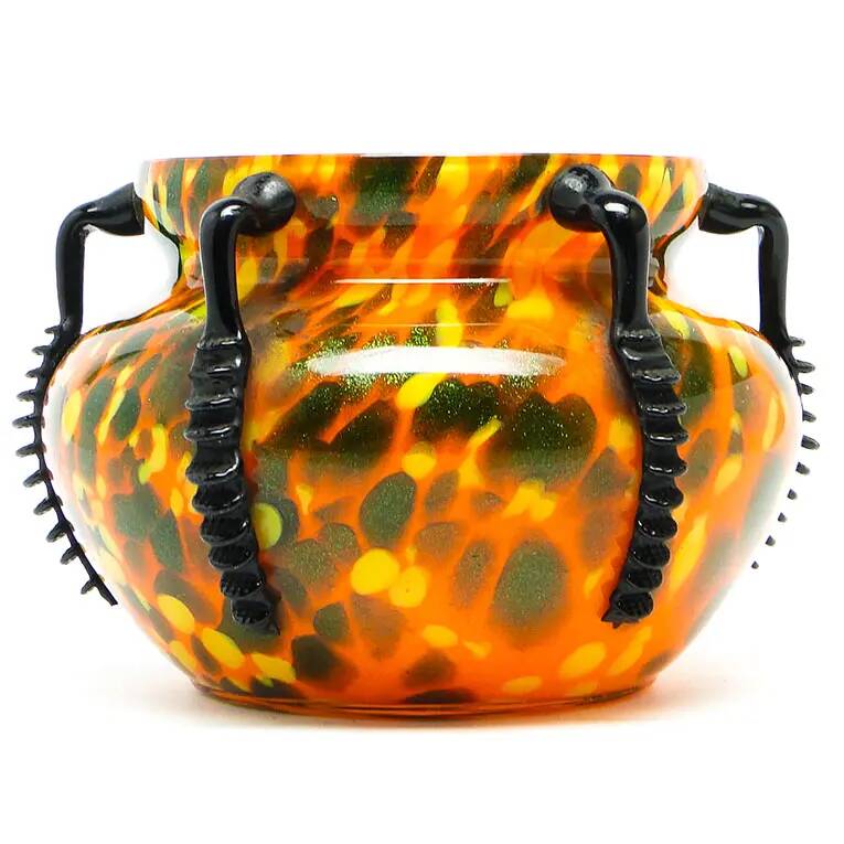 Art Deco vase, spatter glass, Welz Glassworks, Czechoslovakia, 1930s
