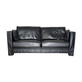 Black Leather Box Sofa