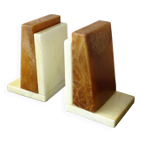 Serre-livres vintage en albâtre, milieu du siècle