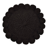 Mini round black wool pompom cushion