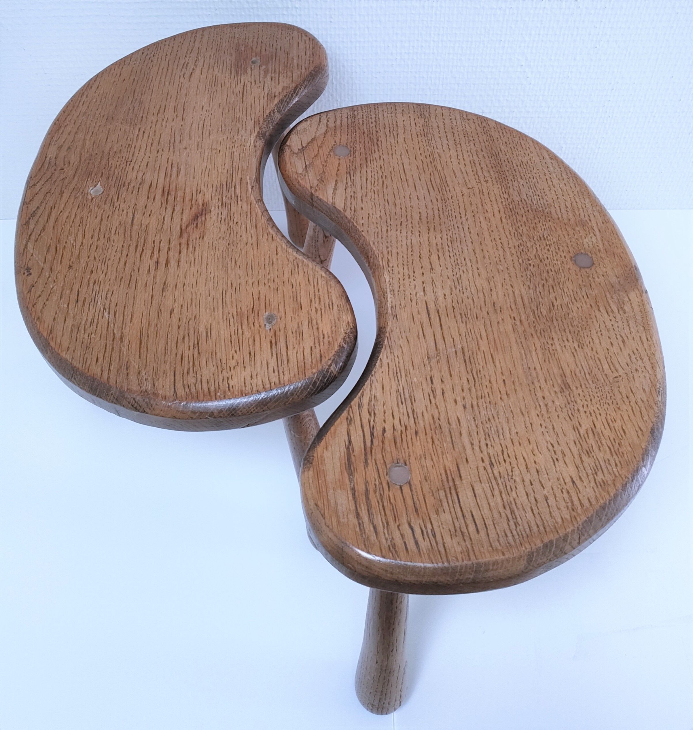 Pair of tripod stools feet solid wood solid wood vintage design