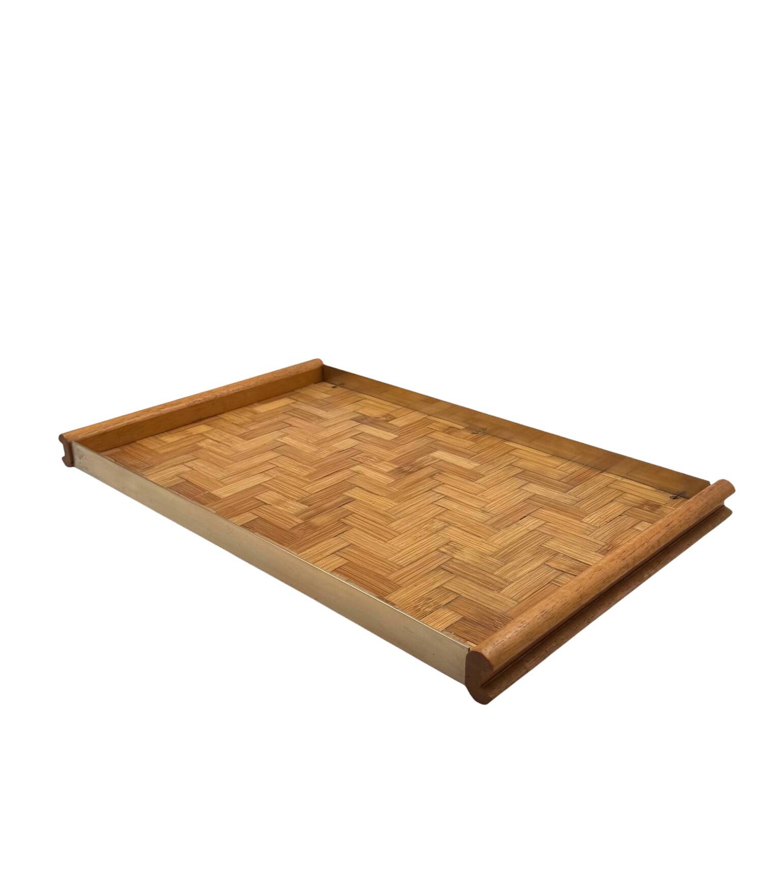 Hollywood regency bamboo and brass tray, Italy 1970s