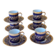 6 litron cups and saucers - oven blue and gold - Limoges porcelain