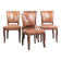 Set of 4 cognac-coloured cowleather dining chairs with decorative nails
