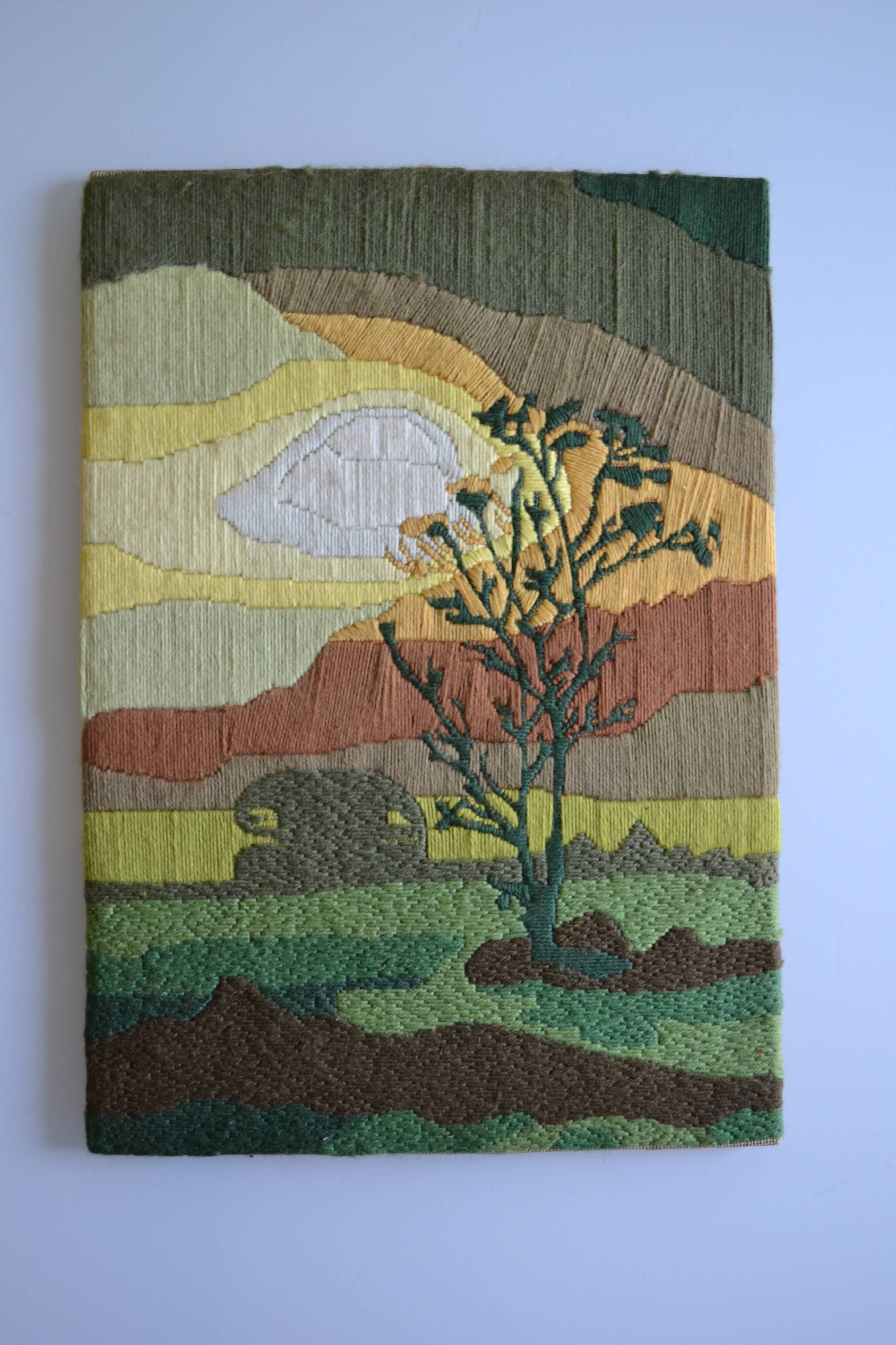 Tapisserie vintage 70's de Françoise Leroux 46x32 cm
