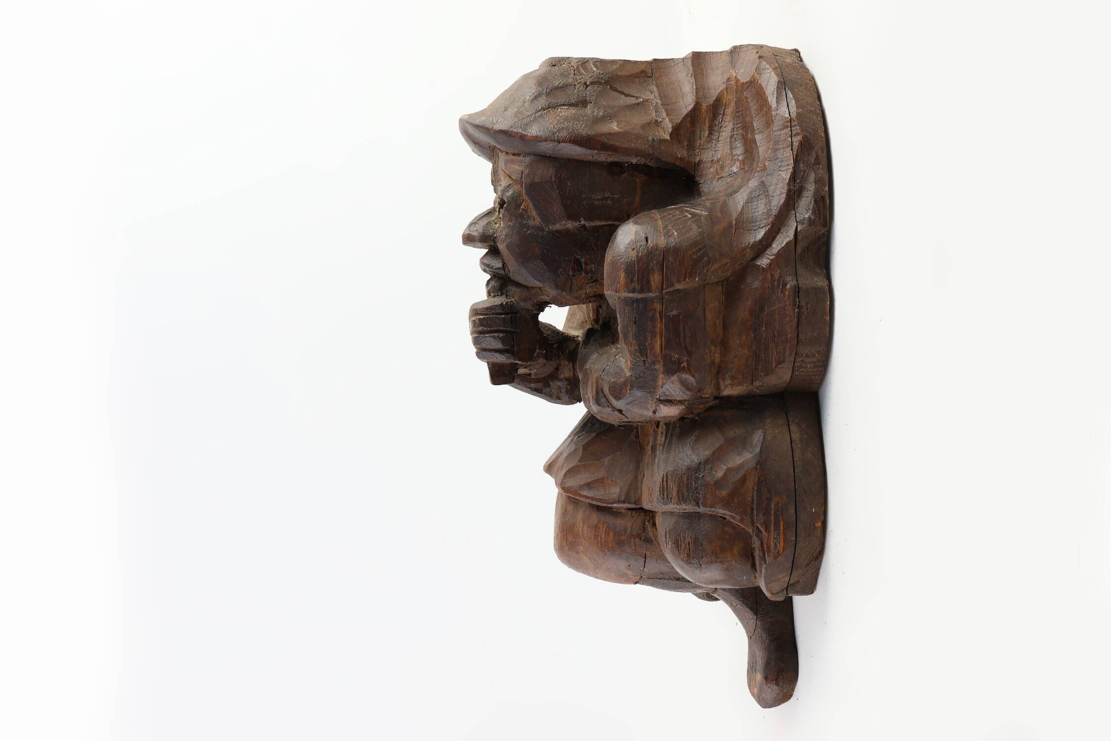 Hand-Carved Oak Wall Figure of a man, France ca. 1850
