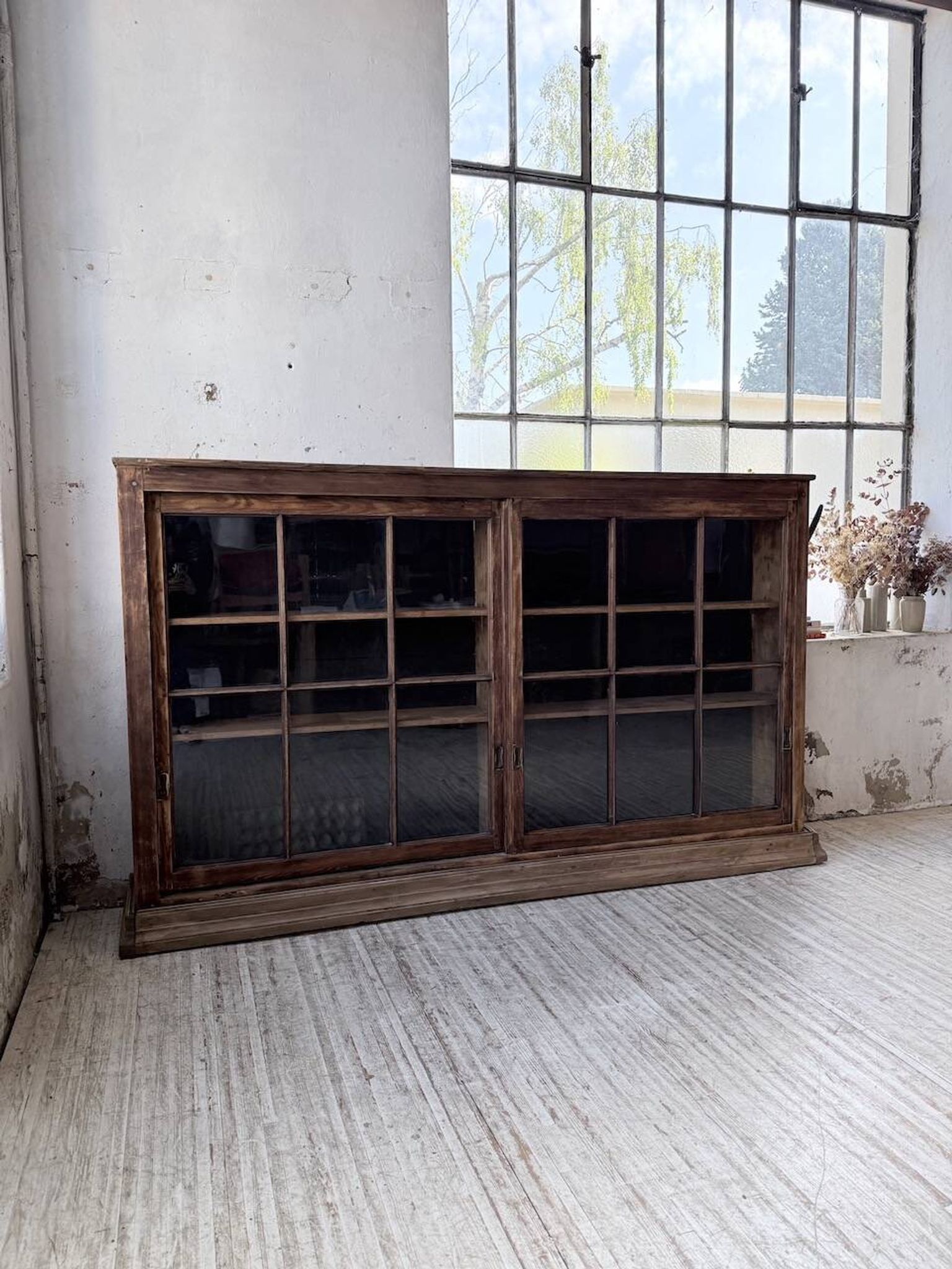 XXL industrial sideboard with glass doors