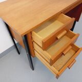 Vintage oak and black wood desk from the 60s