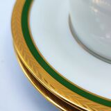 Duo cups Limoges bordered green gilded with fine gold