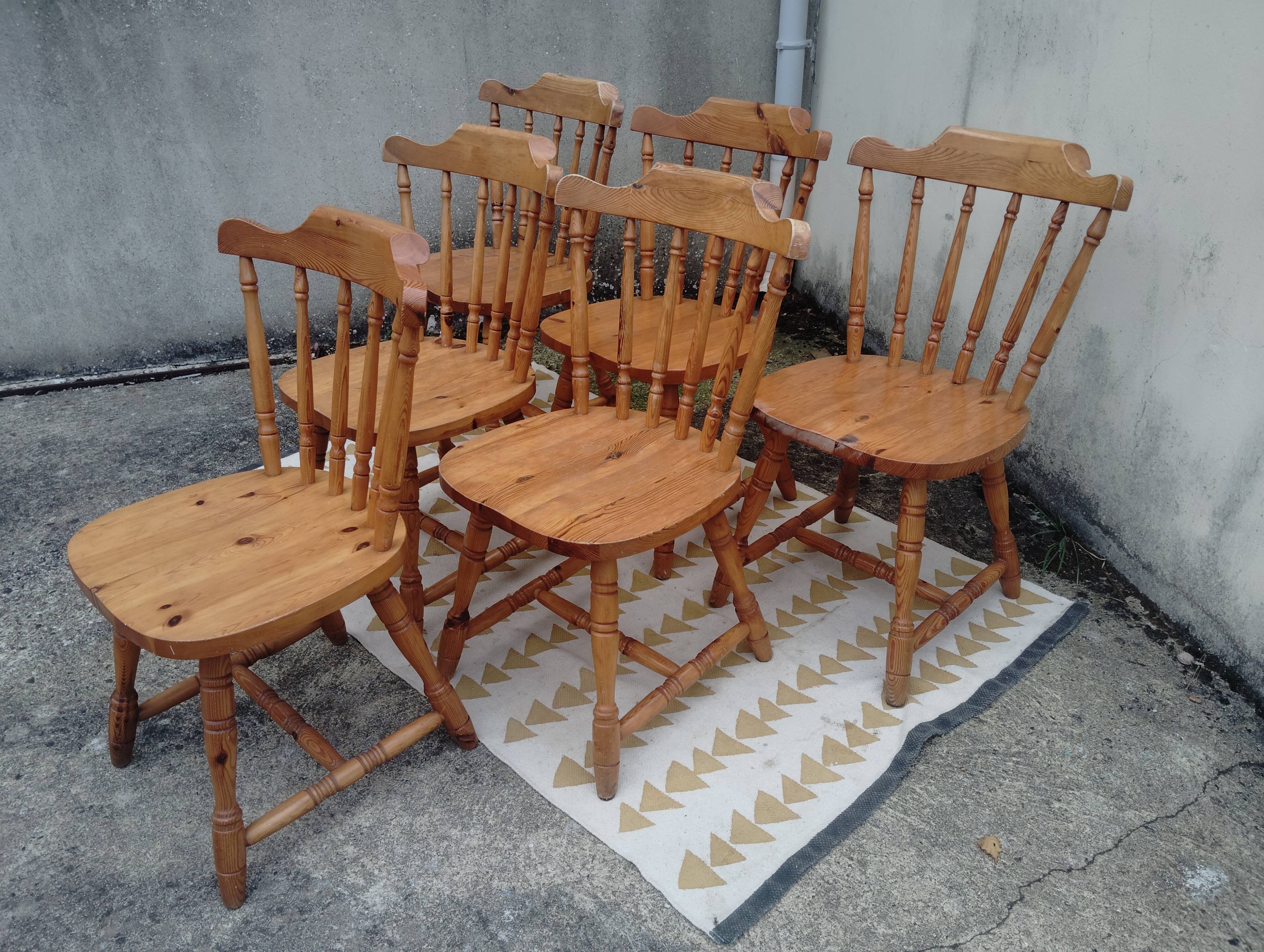 Set 6 chaises western bistrot vintage