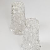 French Art Nouveau salt and pepper shakers, faceted crystal glass from the 1920s.