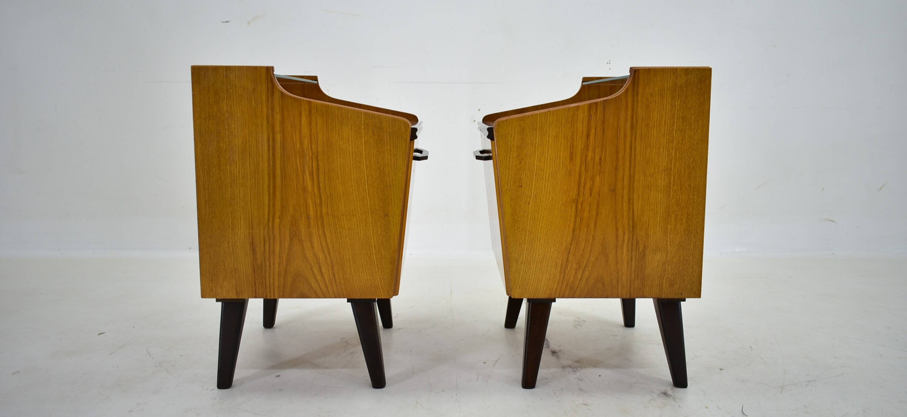 1960s pair of midcentury bedside tables by Mojmir Požár, Czechoslovakia