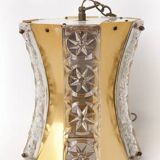 Vintage glass and brass suspension, vintage chandelier.