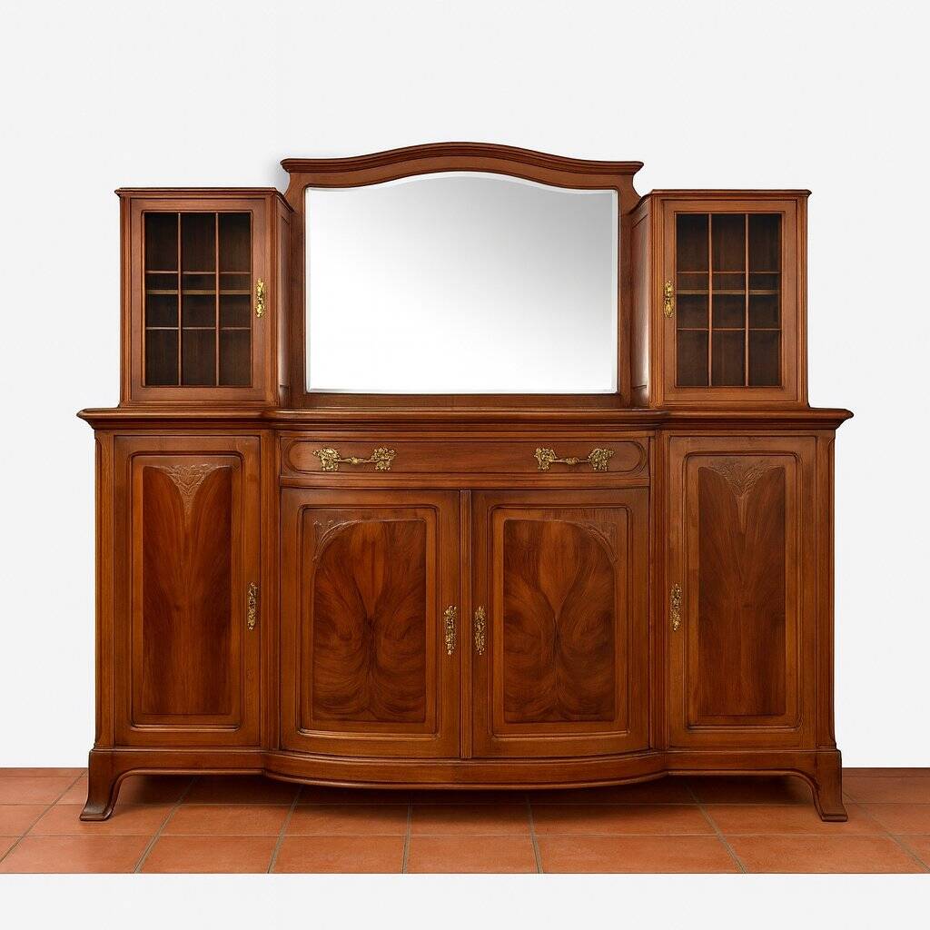 Important Art Nouveau walnut buffet