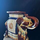 Vintage 70s xl ceramic elephant plant pot - brown