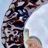 Grand miroir glace ronde en céramique artiste à identifier - 1960