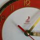 Vintage Formica clock silent trapeze wall pendulum "Jaz white orange"