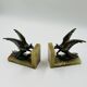 Art Deco Paradise Bird Bookends in Onyx
