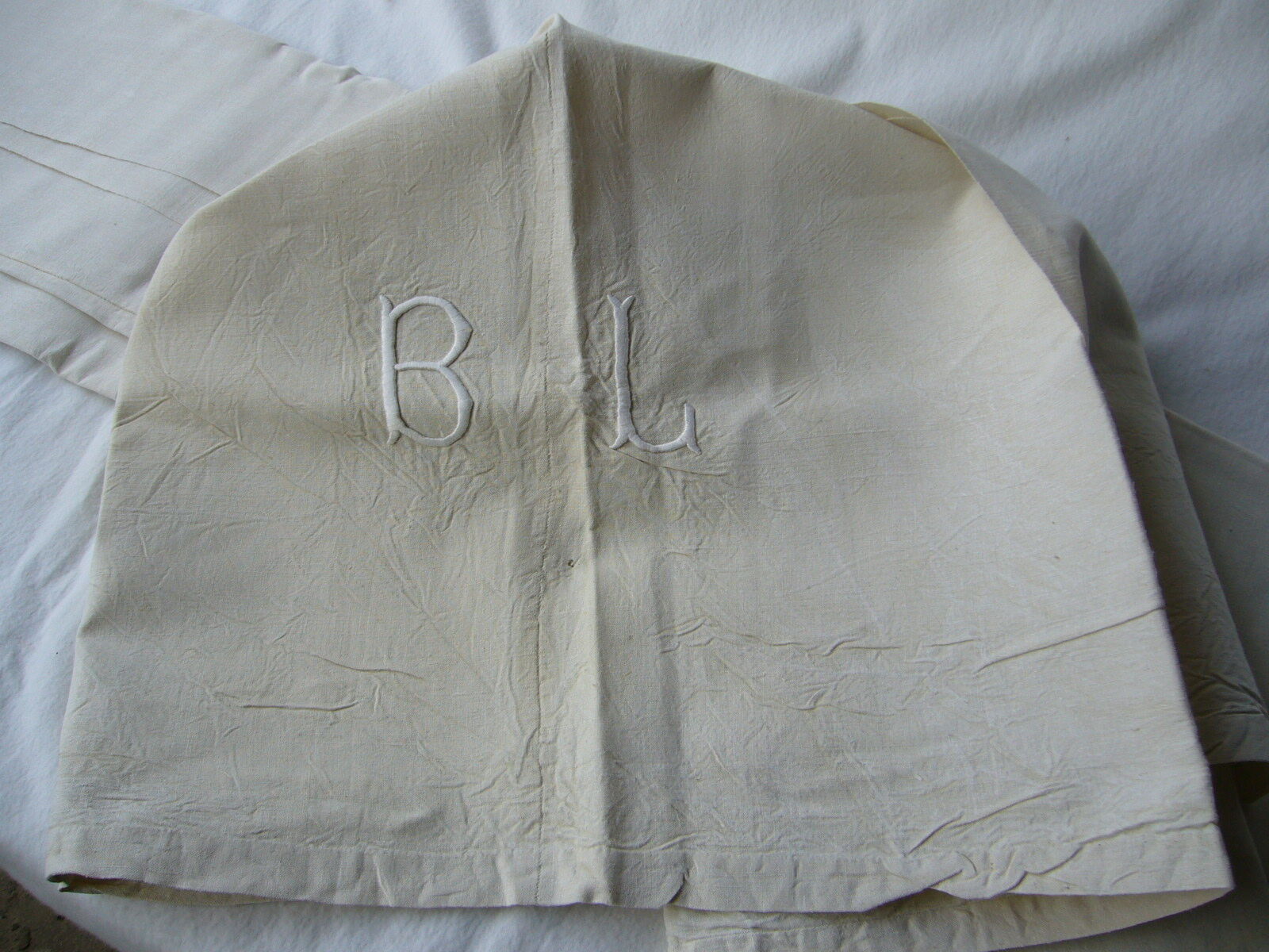 Embroidered antique linen sheets